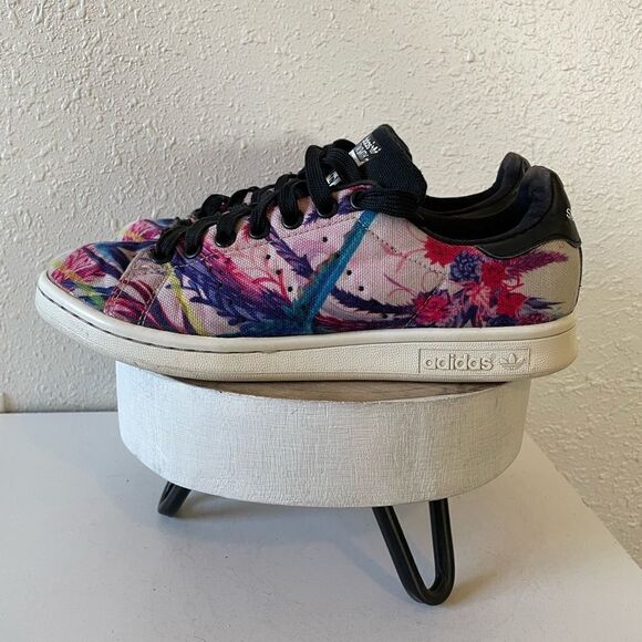 Adidas Stan Smith Floral Paint Shoes Size 7 EUC - Picture 2 of 7